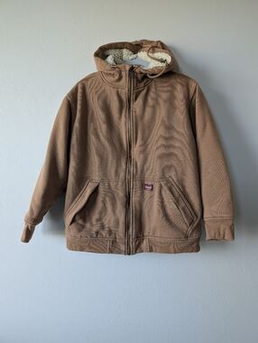 Wrangler Workwear Men's  Brown Sherpa-Lined Hooded Jacket Heavy Thick Size M